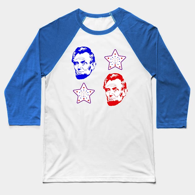 Abe Lincoln 4th of July Baseball T-Shirt by Scar